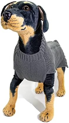 Пуловер за кучета Ganfanren, Вязаный Зимния Пуловер, Палто за домашни любимци, Облекло (Сив Сплетен, Голям)