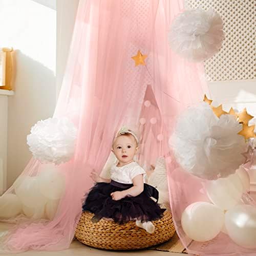 Декор на балдахина на леглото – Странни престилка за момичета – Розово декор легла принцеса за бебета и малки деца – Легло