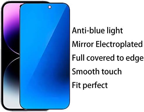BWEDXEZ 2 опаковки Анти-Синьото Защитно Закалено стъкло за iPhone 14 Pro Max-Рефлексен Защита от Надзъртане, Фолио,