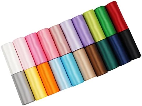 HUIHUANG 3-инчов Однотонная сатен лента в асортимент, Цветна лента за подарък опаковки, Двустранен сатен лента за бродерия,