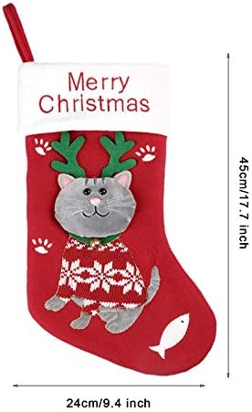 Подарък Котешки Коледни Чорапи Кученце Снежен Декор Декор с Чанта за Отглеждане Начало Декор Коледна Украса Централната