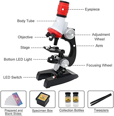 Аксесоари за микроскоп 100X 400X 1200X Комплект микроскопи Монокулярный Биологичен микроскоп Лабораторни Консумативи (Увеличение: