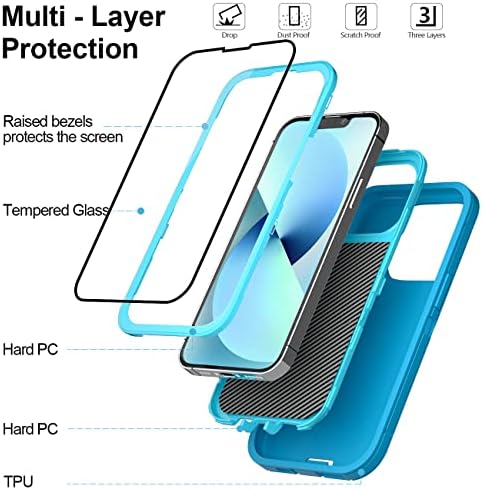 Калъф BypaBox за iPhone 13 с 2 Защитни очила за екран от закалено стъкло и 2 Защитните стъкла на обектива на