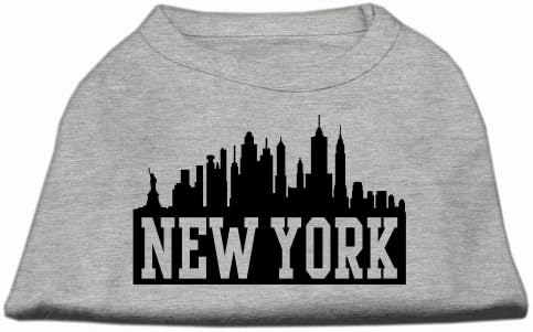 Риза с трафаретным принтом Ню Йорк Скайлайн, Сива на Lg (14)