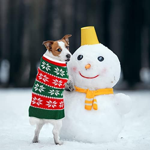 Pedgot 2 опаковки Коледна Рокля за кучета, Топъл Коледен Пуловер за кучета, Коледно Облекло за домашни любимци, Вязаное Рокля-Пуловер за Куче на райета, Зимата Топъл Пу?