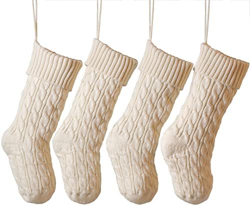 YELAIVP Коледни Чорапи, Кабелна тел, Комплекти от по 4, 18 Трикотажни на една кука Коледни Висящи Чорапи, Празнична Украса