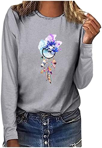 Дамски Ризи с дълъг ръкав и Цветна Принтом, Дебнещ Есенни Пуловери, Блузи, Ежедневни Модни Блузи С кръгло деколте