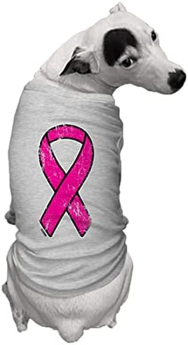 Тениска за кучета Tcombo с изтъркан розова панделка (светло сив, 2 пъти повече)