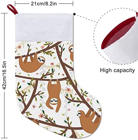 Тропически Модел Забавни Ленивцы Окачени Коледни Чорапи Дивата Природа Бели Супер Меки Плюшени Модни Коледна Украса На Коледни Чорапи