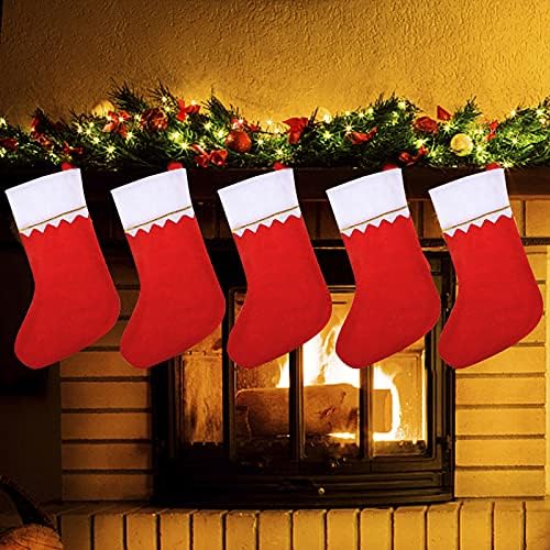 Asikkon 12 опаковки, Коледни Чорапи от Червен Филц, 15 Инча, Коледни Чорапи, Класически Маншет, Персонални Голям