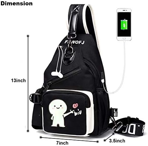 Чанта-прашка FEWOFJ за момчета с USB, Малка Нагрудная чанта със Странично джоб, Пътен Раница През Рамо
