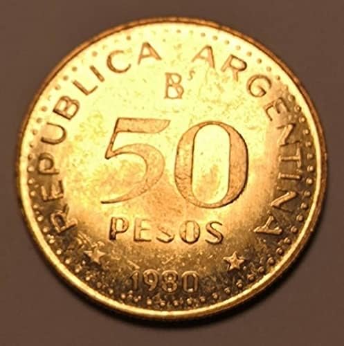 Монета Сан Мартин Аржентина 50 песос 1980 26 мм UNC