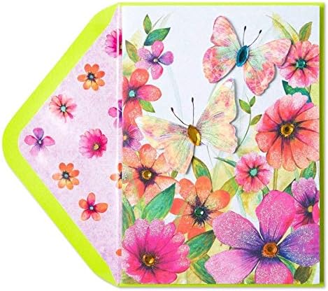 Пощенска картичка от Папирус с Блестящи Цветя и Пеперуди на Деня на Майката