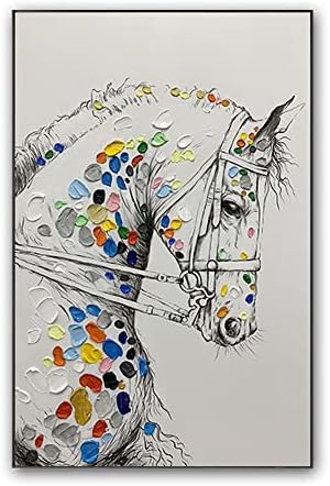ТАН СЯО СИН Модерна декорация на коня живопис с маслени бои фон на стената на верандата и трапезария, с монтиран
