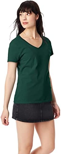 Женска тениска Hanes S04V с V-образно деколте, от памучен плат Nano-T®, 4,5 грама
