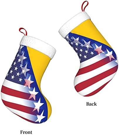 Коледни Чорапи с Флага на сащ и Боснийским Флага TZT, Подаръци за Коледно парти за семейни Празнични украси 18 Инча