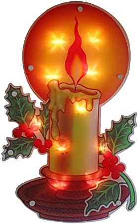 Украса на коледната свещ на прозореца с подсветка - Коледна свещ с 10 мини-електрически крушки - Двустранен!