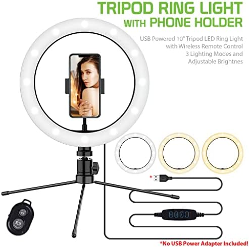 Светъл пръстен за селфи Трикольор осветление, което е съвместимо с вашия LG Spectrum 2 до 10 инча, с дистанционно управление за директно излъчване /грим/ YouTube / TikTok / Видео /н