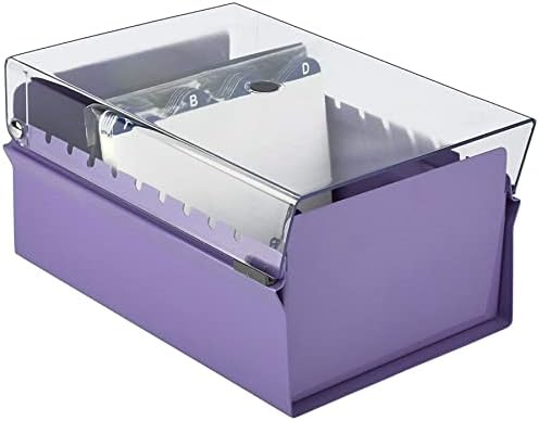 Държач за карти Acrimet 4 x 6, Органайзер, метална рамка, сверхпрочный (комплектът включва шкафа AZ и разделител) (лилав цвят с прозрачен пластмасов капак, изработени от кр