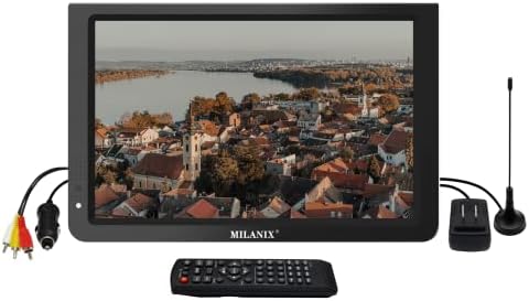 Преносим широкоекранен led телевизор MILANIX 12,1 , захранван от батерия, с поддръжка на HDMI, VGA, MMC, FM радио, слот
