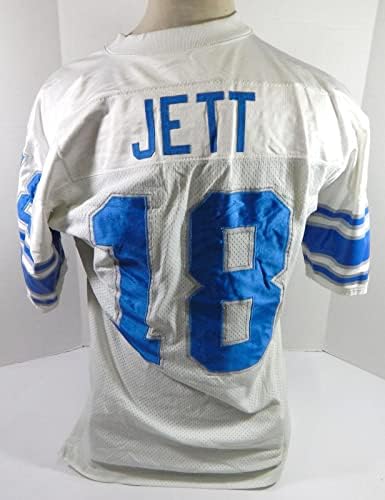 1994 Детройт Лайонз, Джон Джет #18 Използван Бяла риза 46 DP32875 - Използваните тениски за игри NFL без подпис