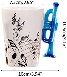 HELYZQ Синя Тръба Чаша Музикална Нота Чаши за Кафе Керамична Тръба Музикална Чаша Чаша Подаръци