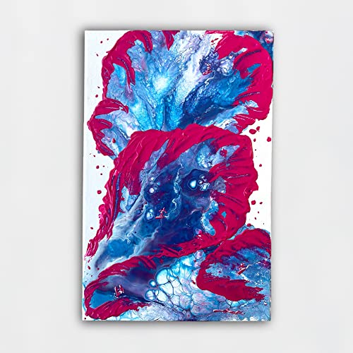 Хвани вълната | Оригиналната картина върху платно | монтаж на стена на синьо-розово изкуство | Абстрактно акрилни произведение на изкуството от FogfrogArt