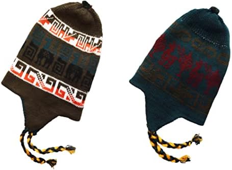 Зимна шапка от смес от вълна, алпака Chullo перуански дизайн от епохата на инките, обратима с ушанками. Шапчица среден размер. Унисекс