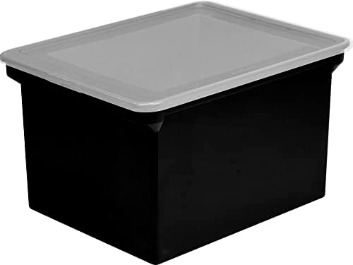 Пластмасова кутия за съхранение на папки Storex Мъкна с Защелкивающейся капак, Размер Letter /Legal, Черен / Сребрист