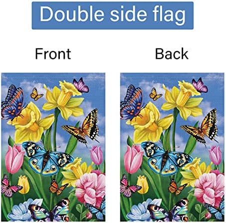 През пролетта на Градински флаг Луиза Мэйли 28x40 Двустранен долно Оттичане, чул от Голяма пеперуда с цветя модел са добре