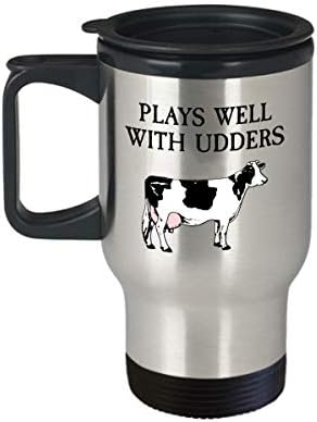 Чаша за пътуване с крави - Забавен подарък за кравата - Подарък за Фен на крави - Подарък на земеделския производител