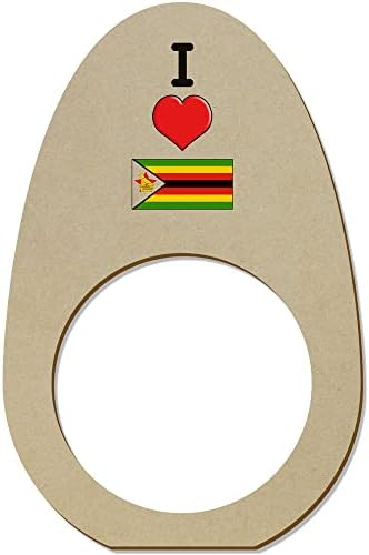 Azeeda 5 Дървени Пръстени/Притежателите за салфетки Аз обичам Зимбабве (NR00052494)