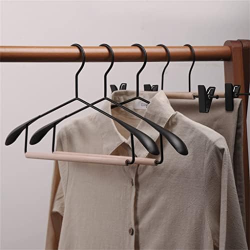 SLSFJLKJ Дървени Закачалки Метални Закачалки за костюми с широки раменете и закачалки за панталони помещения, Стелажи за съхранение (Цвят: черен размер: 28 * 21 см)