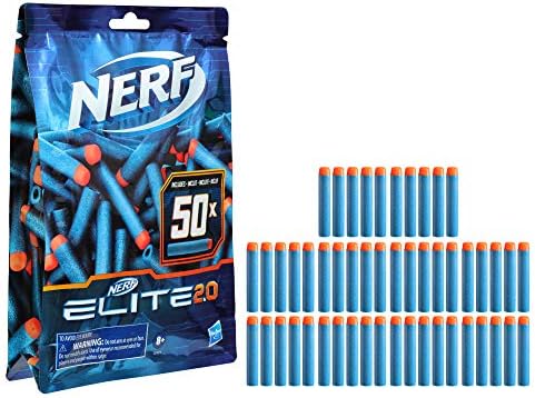 Комплект за презареждане на 50 стреличка NERF Elite 2.0 - 50 официални порест каучук дартс, Elite 2.0 - Съвместим с всички бластерами, ползващи Elite Darts