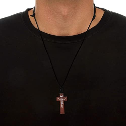 JISHGS Просто Дървено Колие с окачване под формата на Кръст за Мъже, Жени, Момчета и Момичета, Колие с Разпятието, Висулка