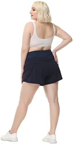 Hanna Николе Женски бързо съхнещи Спортни къси панталони Големи размери с Джоб и Висока Талия За тренировки във фитнеса Къса