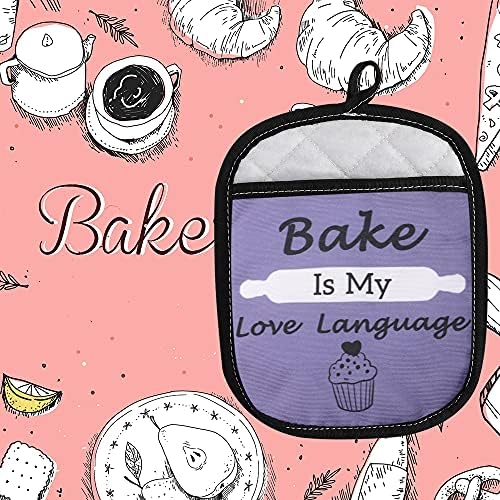 MEIKIUP Забавен подарък за печене Bake is My Love Language Стойка за Фурната, Държач за Тигани, Подарък за Фен на печене, за да я чанти, Кулинарни подаръци (BakeMyLoveLanguageOven)