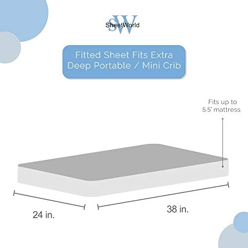 SheetWorld Преносим Мини-чаршаф за легло от памук Хасе Екстра Дълбоко Засаждане 24 x 38 x 5,5, Однотонная
