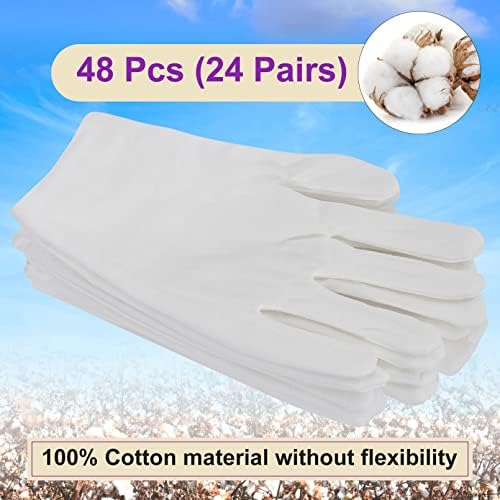 24 Чифта Памучни Ръкавици, Меки Бели Ръкавици за мъже и жени, Миещи се Памучни Ръкавици за Сухи Ръце, Хидратиращи