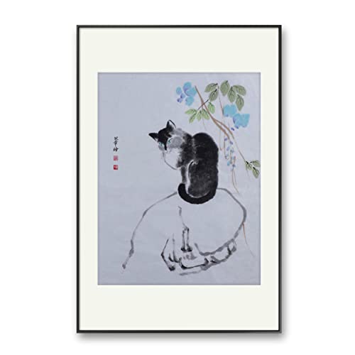Котка Рок Животно Китайска Живопис Ръчно Рисувани Стенни Изкуството на Източна Четка За Миене на Мастило Акварел Декор
