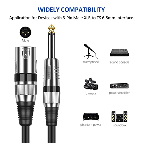 DREMAKE Audio 10-крак свързващ кабел е кабел с Щепсел XLR с 3 контакти в 1/4 инча, Цветен микрофон кабел TS - 3 ', които