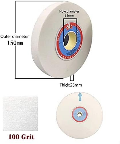 Шлайфане кръг за пейки GOONSDSИЗ бяло Корунд Абразивен диск за метал OD: 150 мм, Диаметър на отвора: 32 мм, дебелина: 25