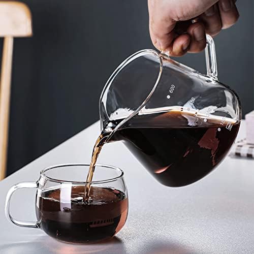 Tea COFISUKI Pour Over - Кафе Услуга от Стъклена Гарафа с обем 600 мл със Стъклен Капкомер /Филтър за кафе, Набор за