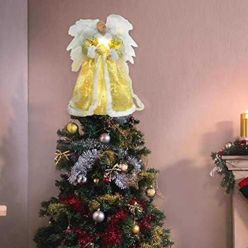 Aeihevo Светлия Коледен Цилиндър с един Ангел на Дървото - Златна Кукла-Ангел, Звезда на Върха на Дървото, Украса
