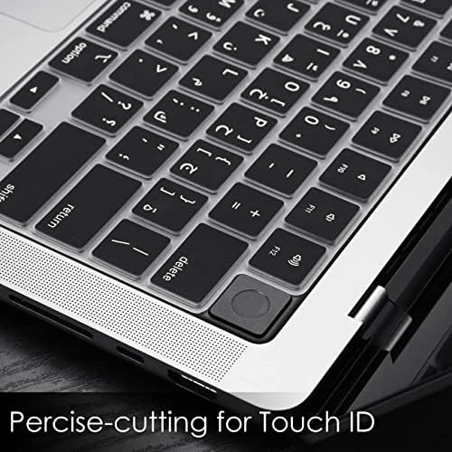 Корица за арабска клавиатура ProElife за 2022 MacBook Air 13,6 см M2 с чип и 2023-2021 MacBook Pro 14,2 см на 16,2 см M2 M1 Pro / Max (A2779/A2442/A2780/A2485), ултра-тънък силиконов протектор, черен