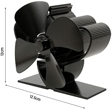 n/a Black Камина с 4 остриета, вентилатор за пеллетной печки, Дърво горелка, Еко-инструменти за вентилатора (Цвят: черен, размер: 12,5 * 12 cm)