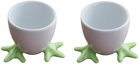 Керамична Овална чаша за яйца BOOMLATU с Красиви Бели Крака, Творчески Титуляр за яйца, опаковки от 2 чаши за закуска