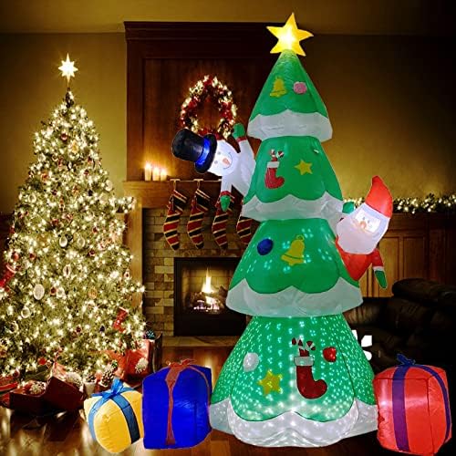 7-Подножието на Надуваеми Коледни декорации за външно двор със светодиоди, Надуваеми Външни Коледни Елхи за декор на двора с помощта на led light Star Treetop, Дядо за Коледно