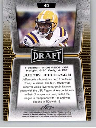 Търговия с картон на футболиста - начинаещ RC 2020 Leaf Draft 40 Джъстин Джеферсън
