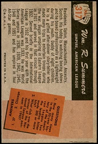1955 Боуман # 317 Уилям Самърс Съдия (Бейзболна картичка) NM/ MT Съдия